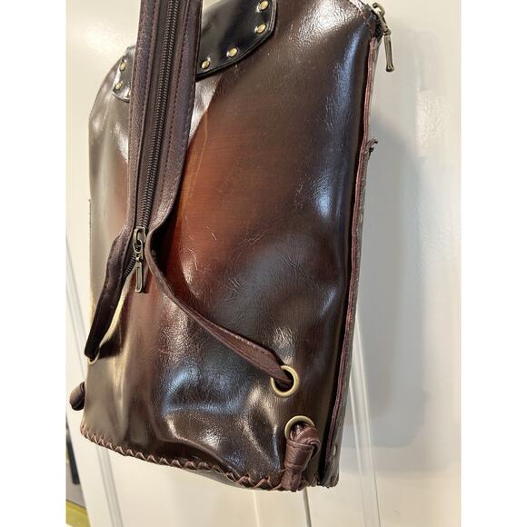 NEW Mexico Brown Turtle Embossed Tooled‎ Leather Women\'s Backpack 13” Purse main image 6